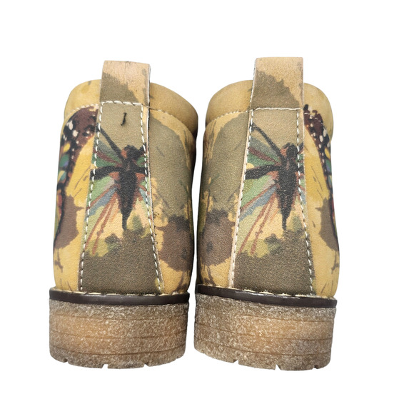 Goby Shoes Womens 37 Tan Butterfly Ankle Boots Booties Artsy Boho Comfy Low Heel - Picture 5 of 9